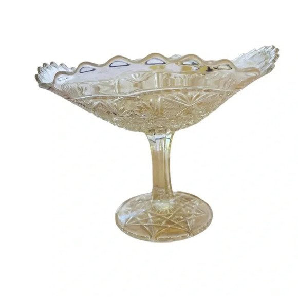 Vintage‎ Cut Glass Compote Clear 5” - Picture 2 of 3
